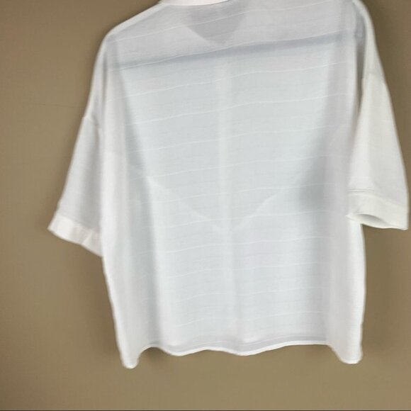 THREE Dots I Oversized Short Sleeve Button up Blouse NWT - Picture 2 of 8